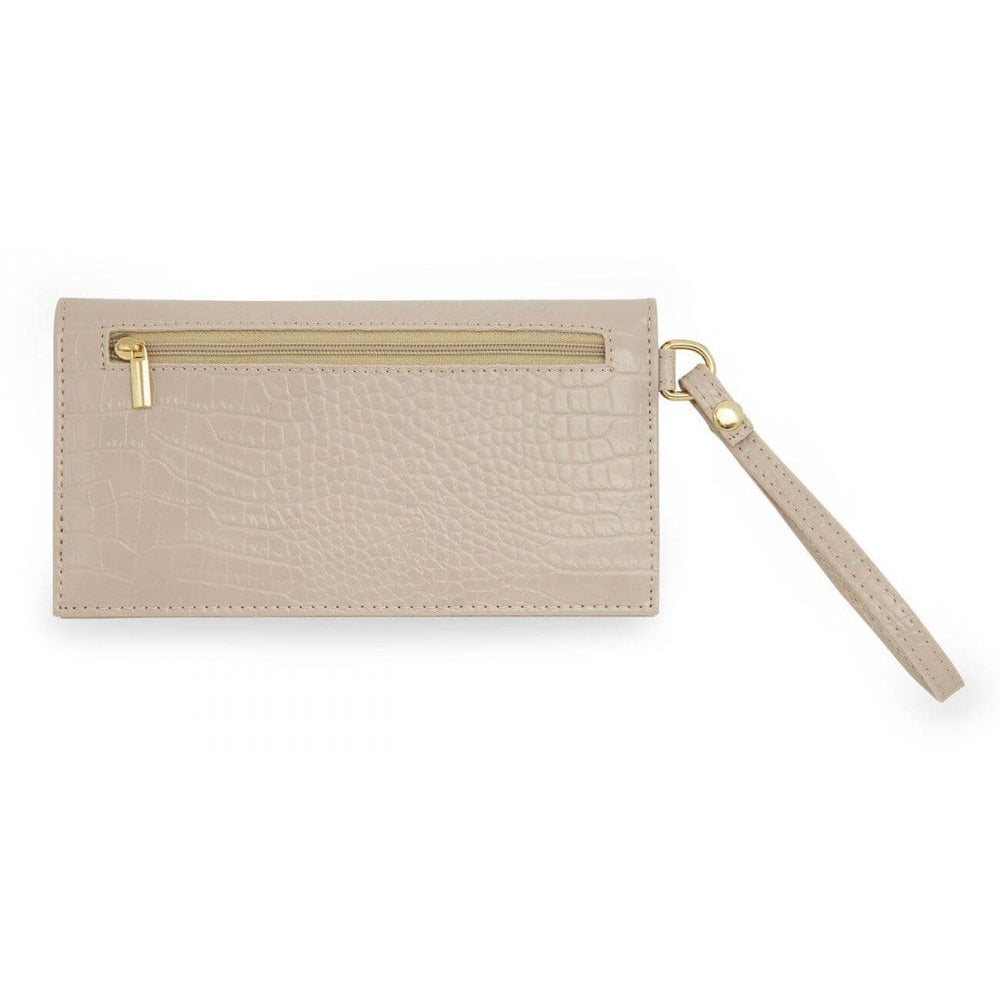 Celine Faux Croc Wristlet Purse | Oyster Grey | 10 X 19cm