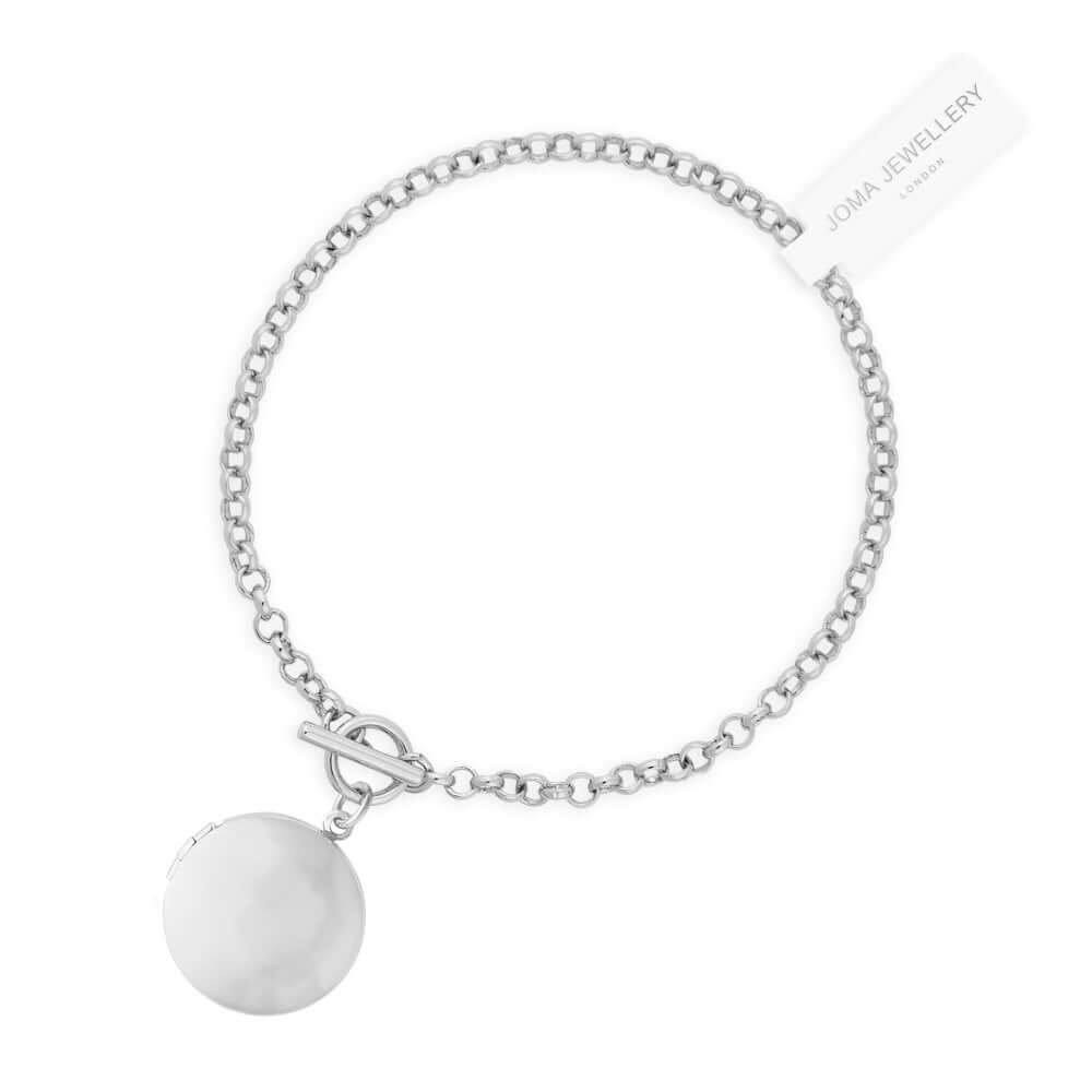 Life Lockets Silver Round Locket 18cm Bracelet
