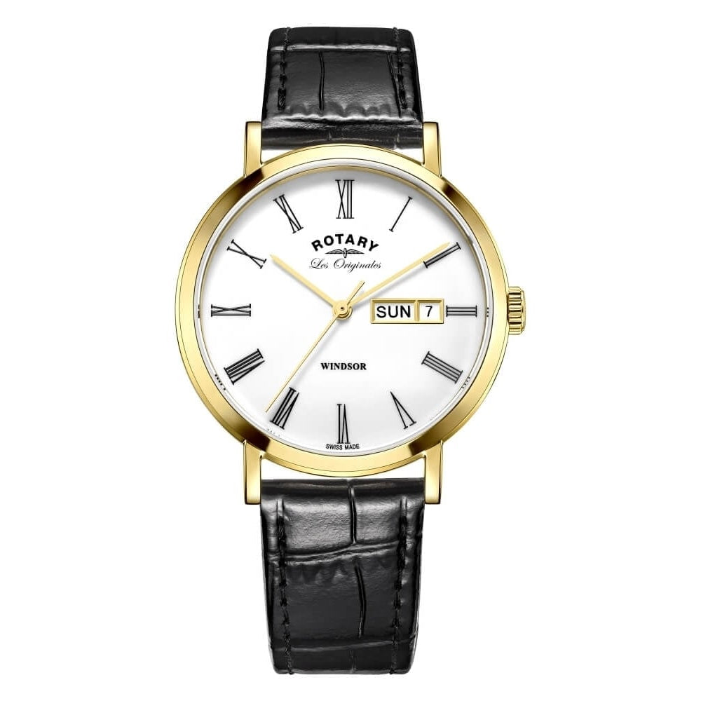 Gold Plated Day Date Dial & Leather Strap Gents Wristwatch