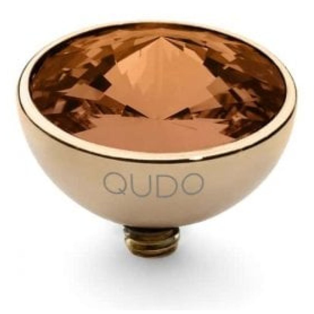 Famosa Gold 11.5mm Bottone Ring Top Smoked Topaz