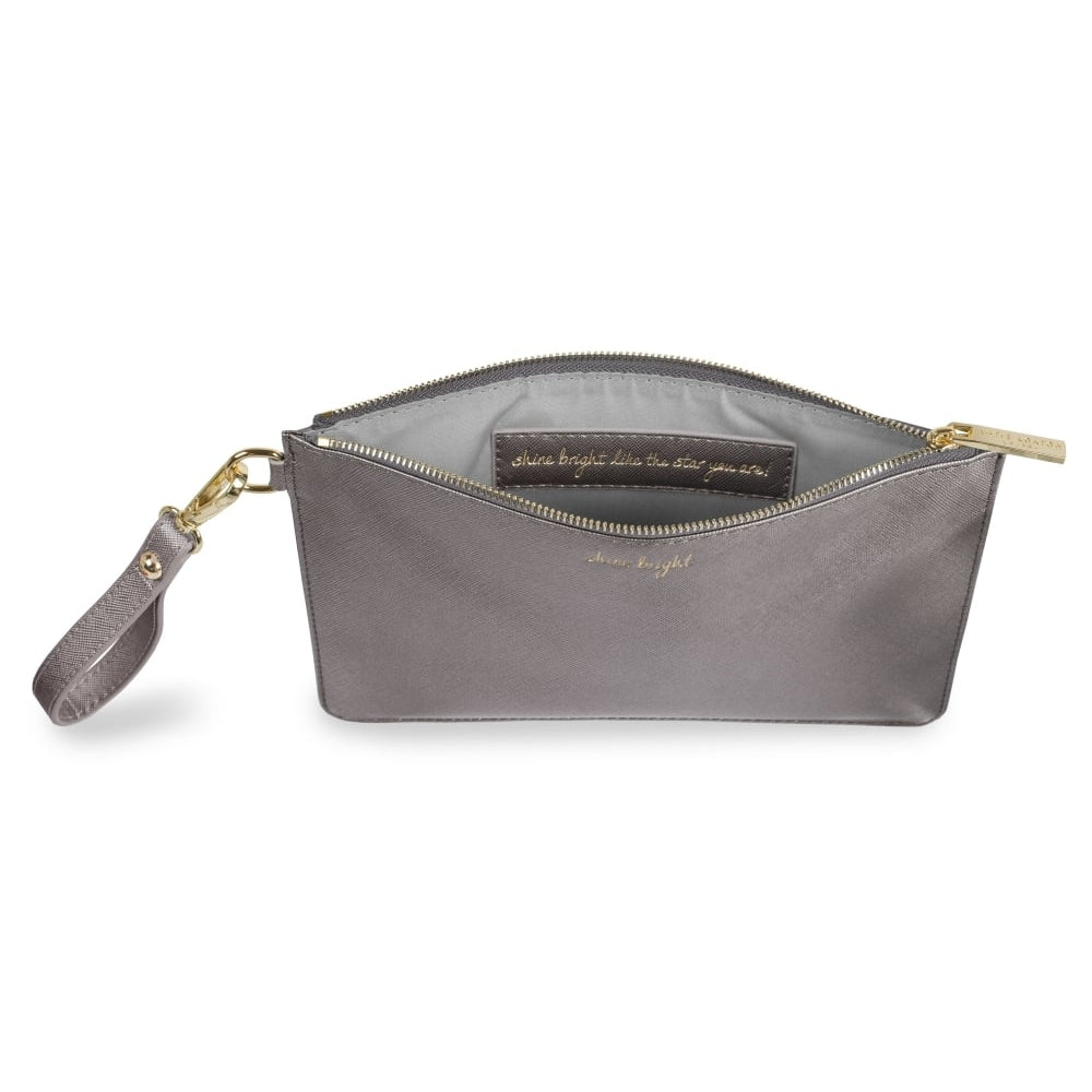 SECRET MESSAGE POUCH - SHINE BRIGHT/SHINE BRIGHT LIKE THE STAR YOU ARE! - metallic charcoal - 16x24cm