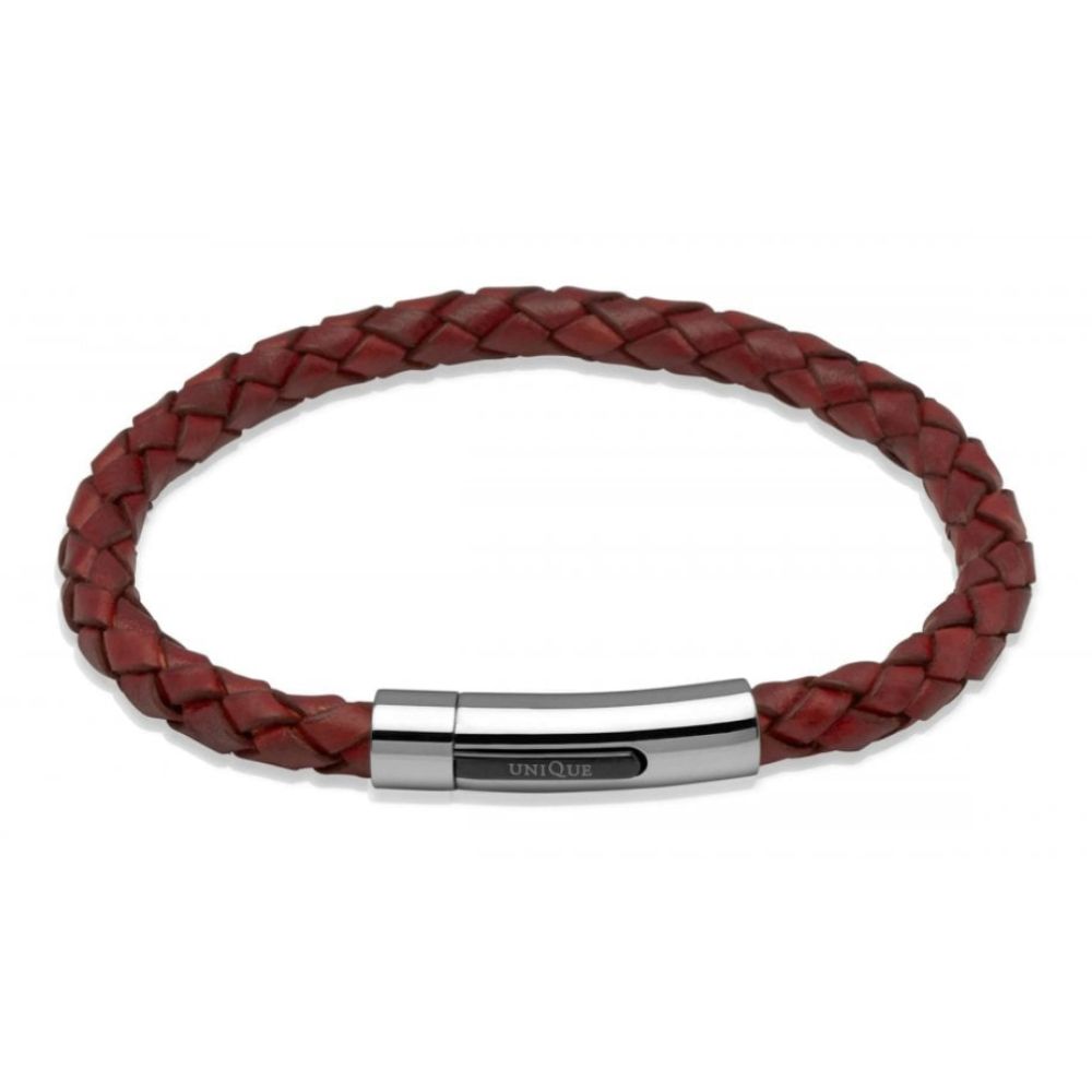 Antique Tan Leather Bracelet-Steel Clasp-Black I.P. Plating