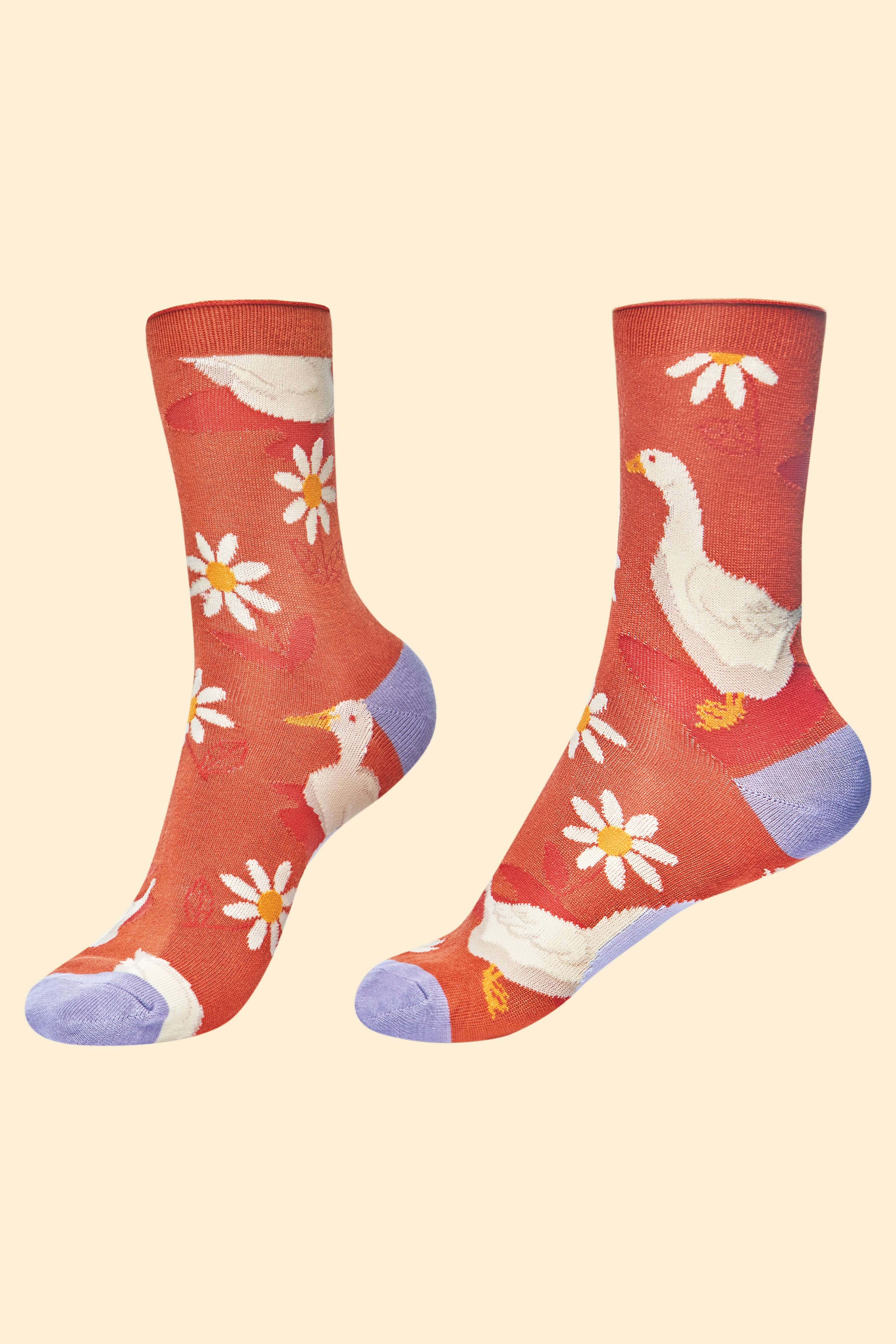 Daisy Ducks Ankle Socks - Tangerine