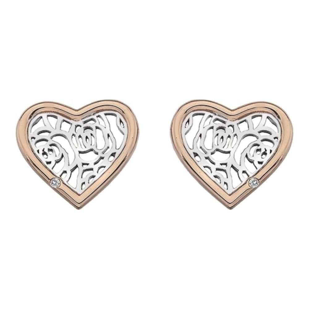 Rose Gold Plated Faith Small Heart Stud Earrings