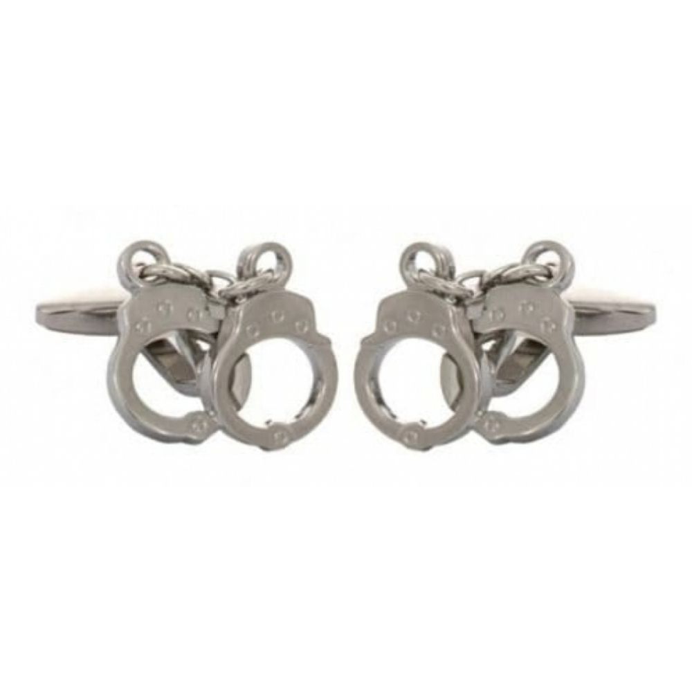 Rhodium Plated Handcuff Cufflinks