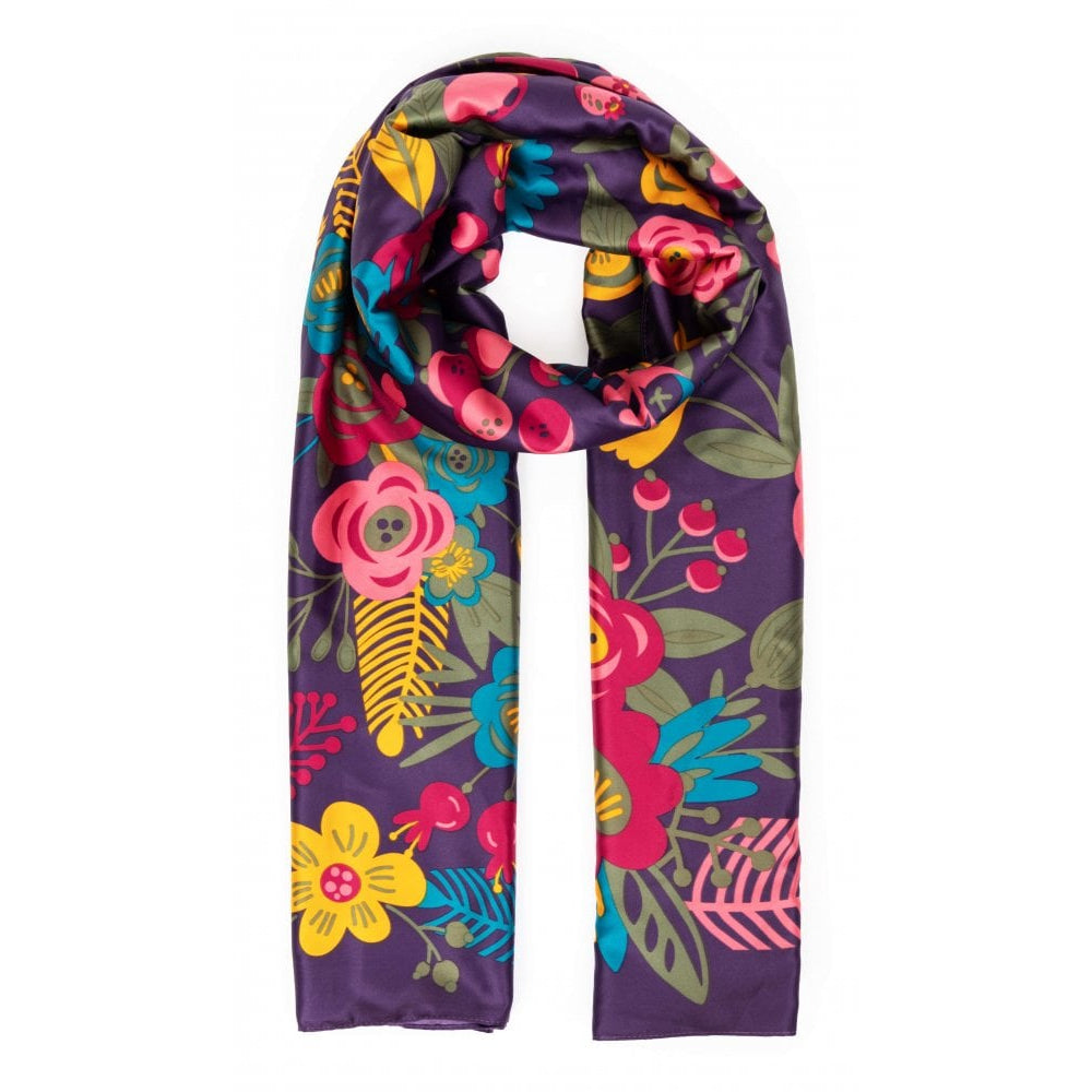 Satin Square - Floral - Damson