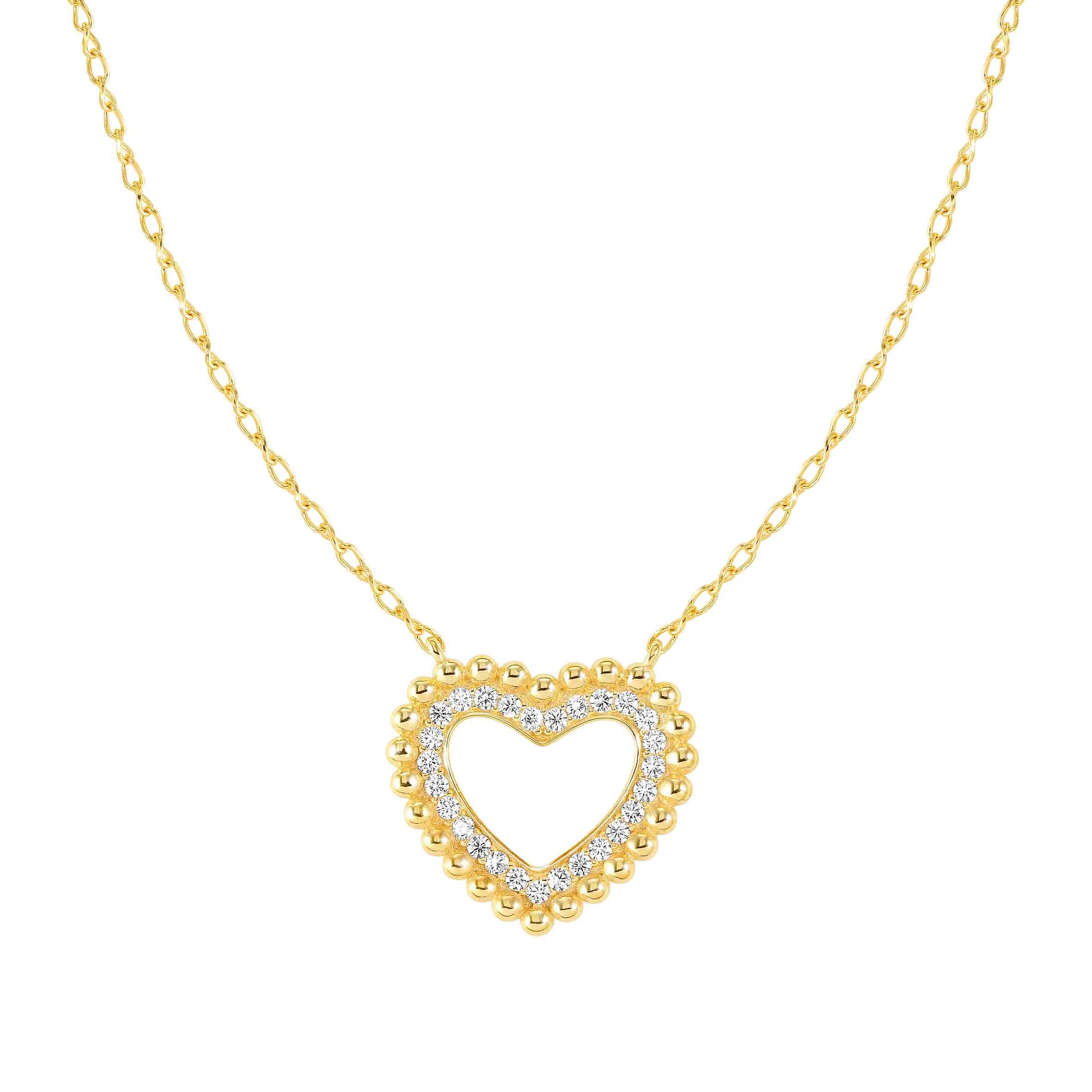 Lovecloud Necklace In Gold With CZ Set Heart Pendant