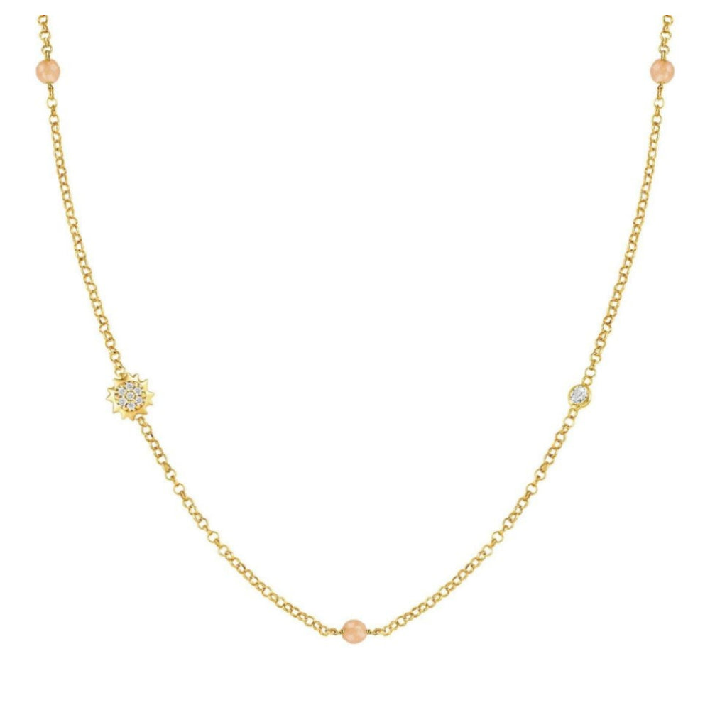 Gioie Necklace In 925 Silver, Cubic Zirconia And Jade (021_Sun Yellow Gold)
