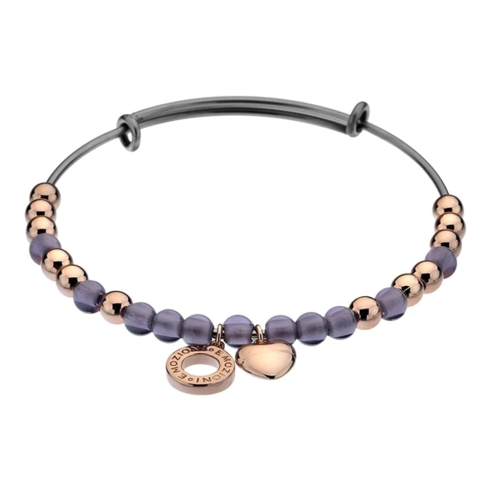 Emozioni Rose Gold Plate Bangle - Purple - Large