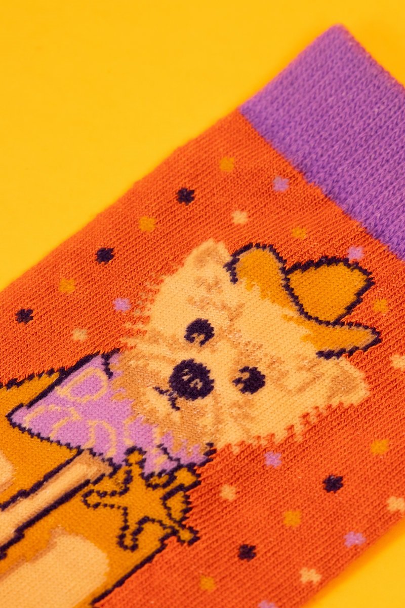 Western Westie Ankle Socks- Tangerine