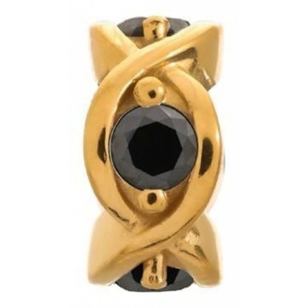Gold Plated Black CZ Infinity Round Charm