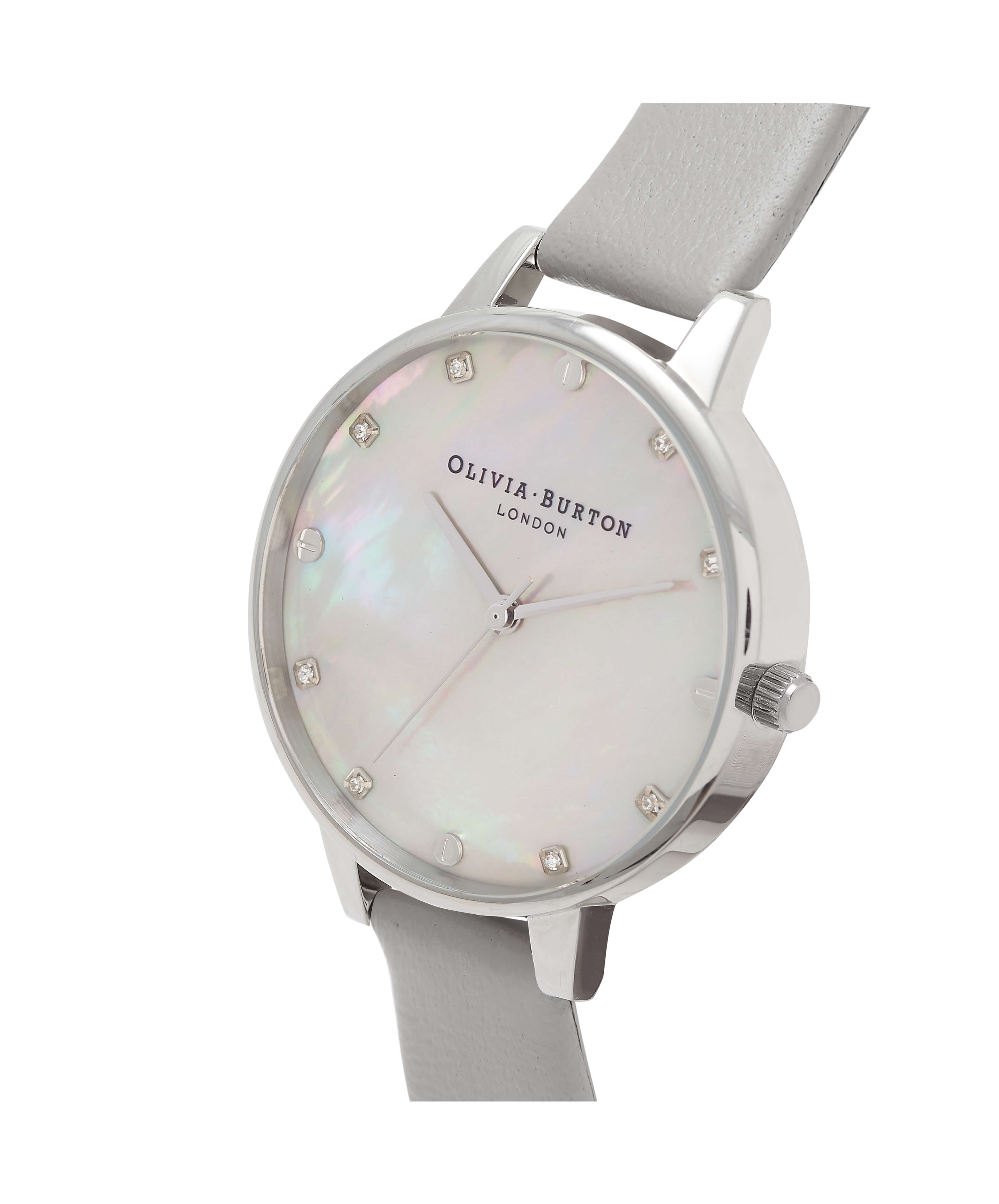Grey Mother Of Pearl Demi Dial Grey Strap & Stainless Steel Classics Ladies Watch