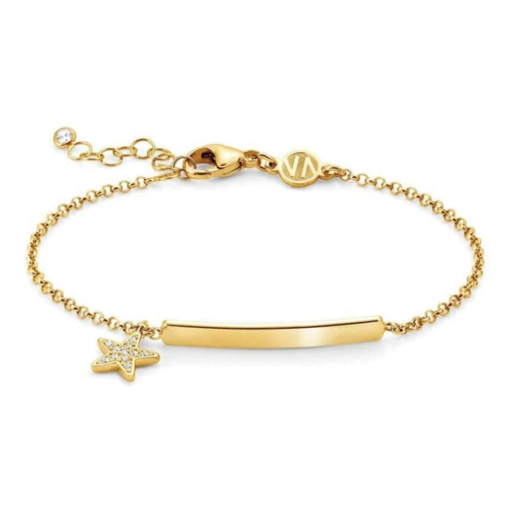 Gioie Engravable Bracelet In Yellow Gold Tone 925 Silver & CZ Stones Star