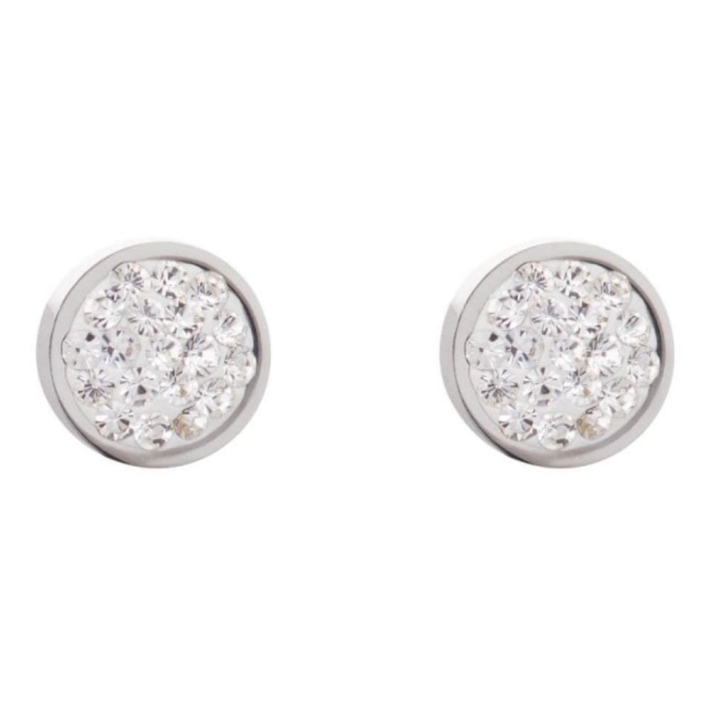 Round Earrings with Stickpin & Clear Swarovski Crystals