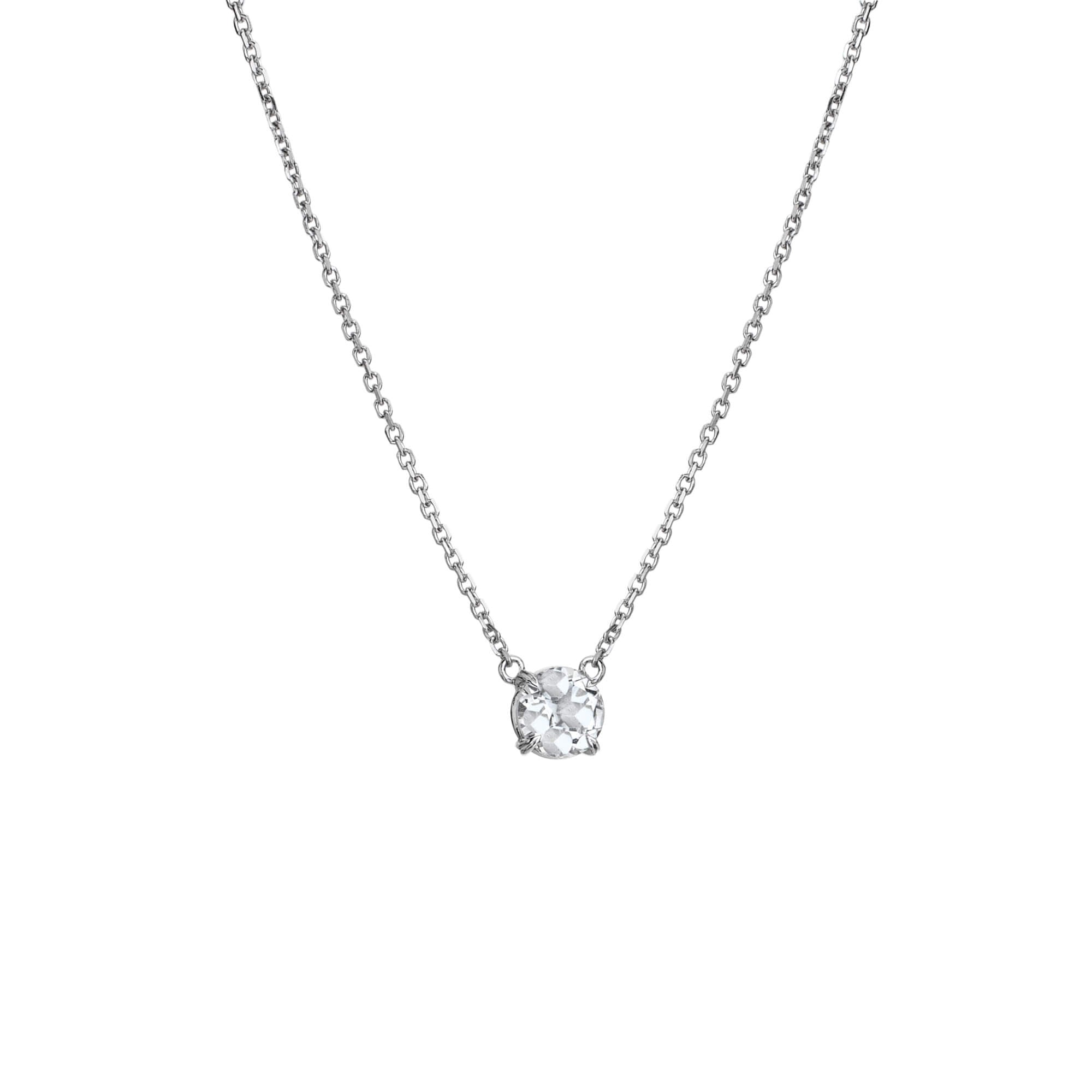 White Topaz Solitaire Necklace