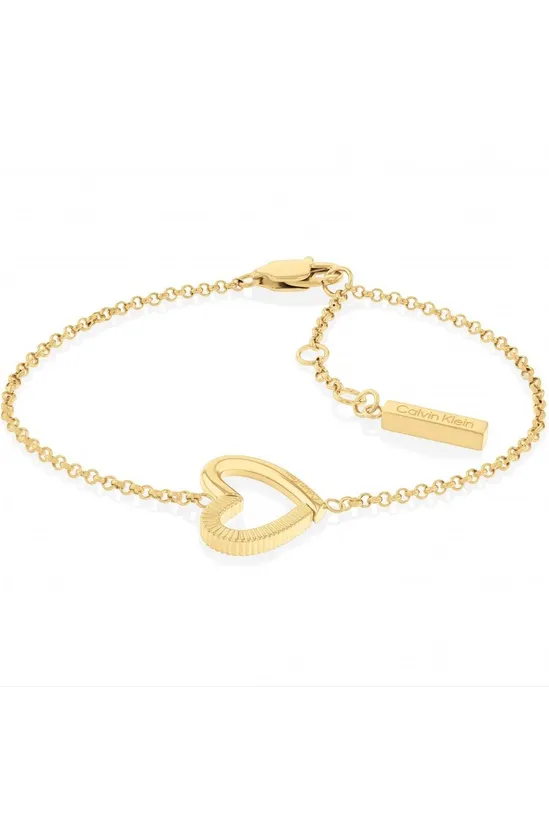 Textured Heart Charm Gold Plated Ladies Bracelet
