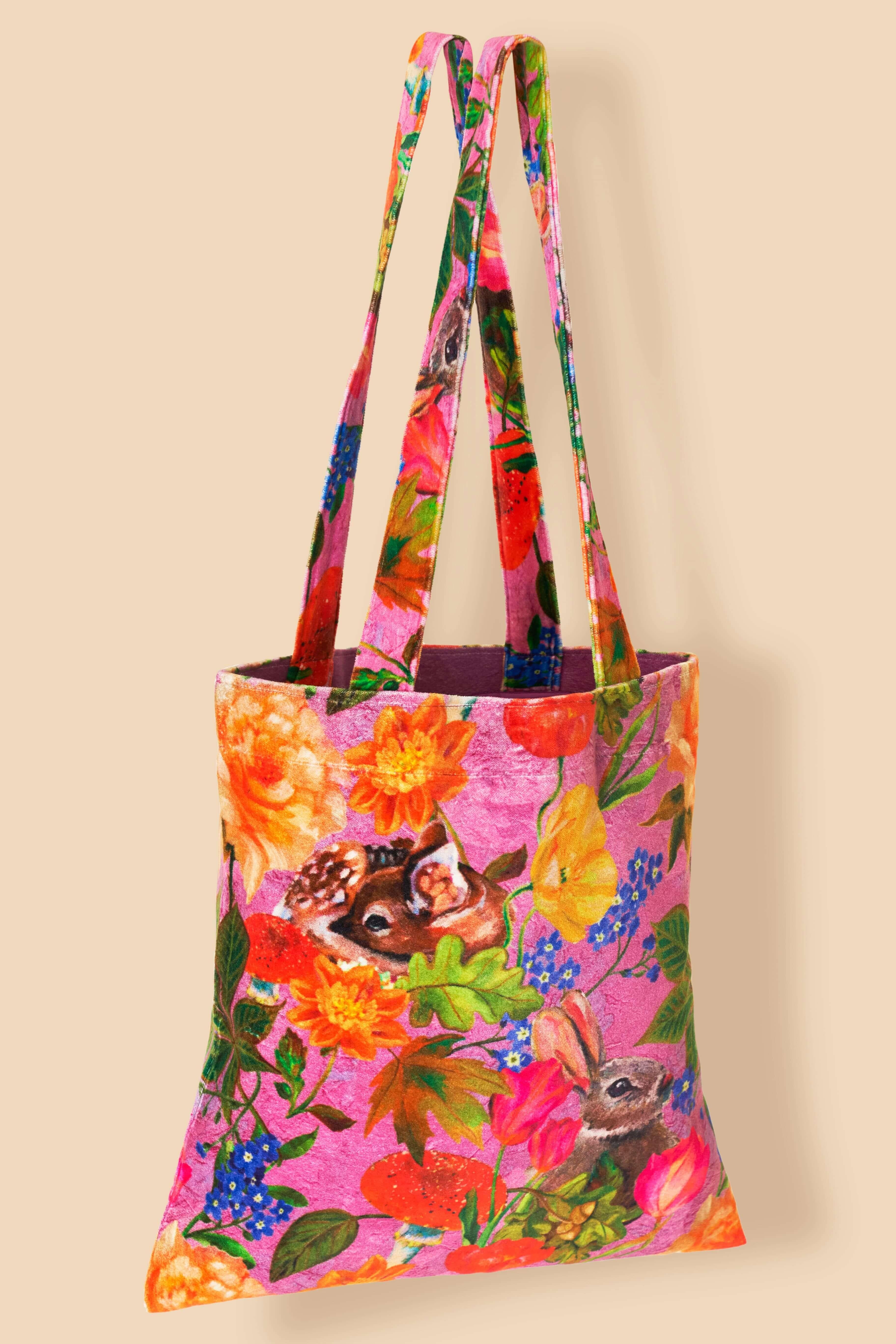 Velvet Tote Bag - Whimsical Woodland