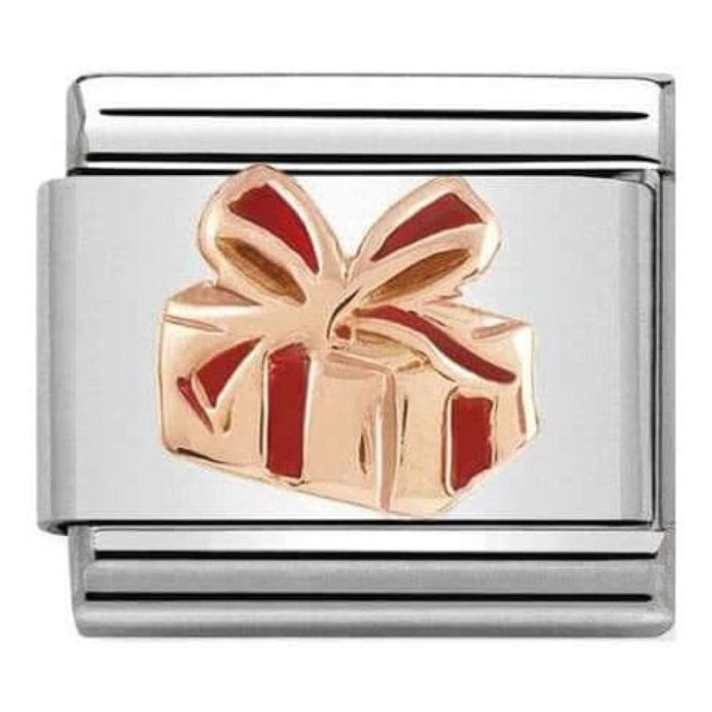 Classic Symbols Link 9k Rose Gold Gift With Red Enamel