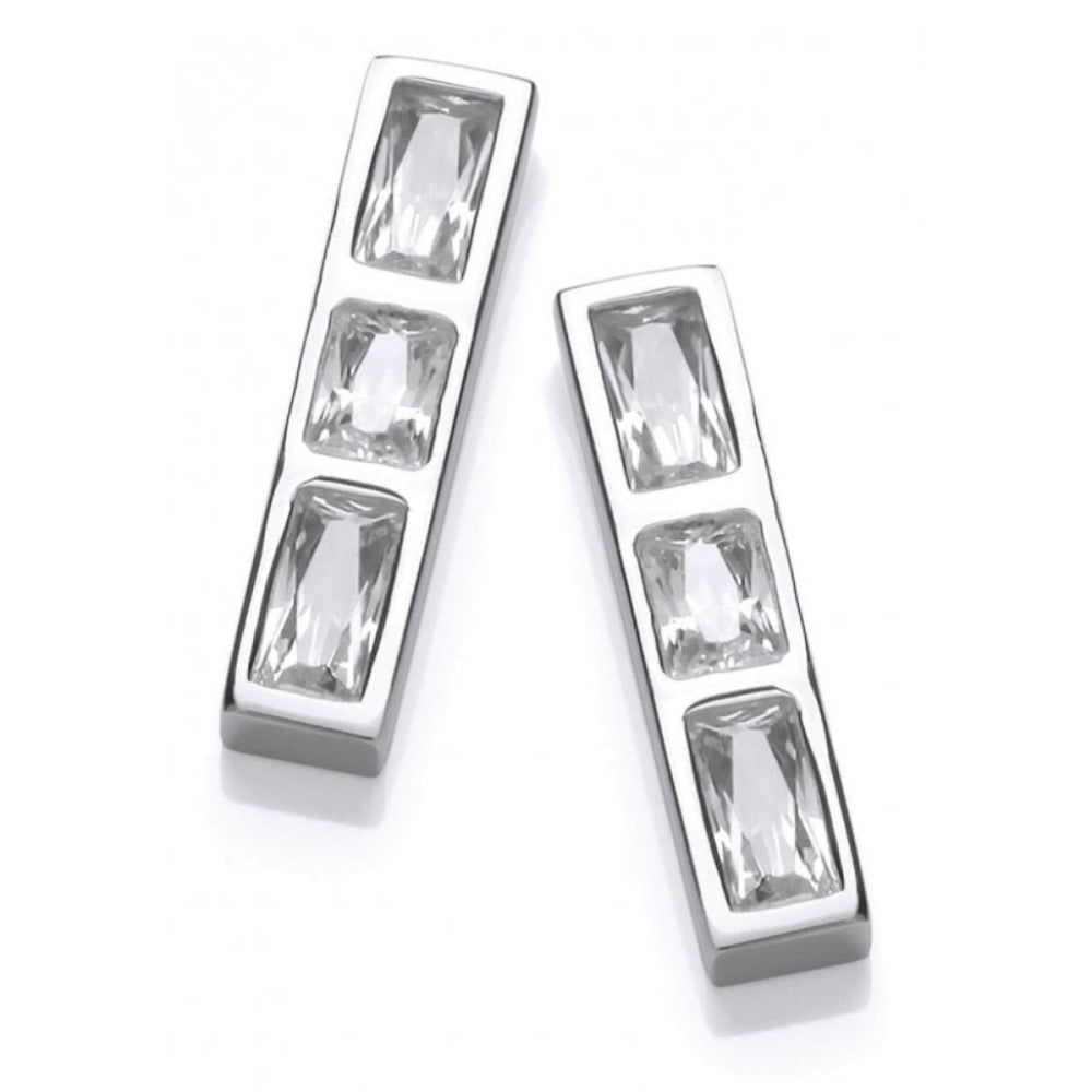 Silver CZ Ingot Earrings