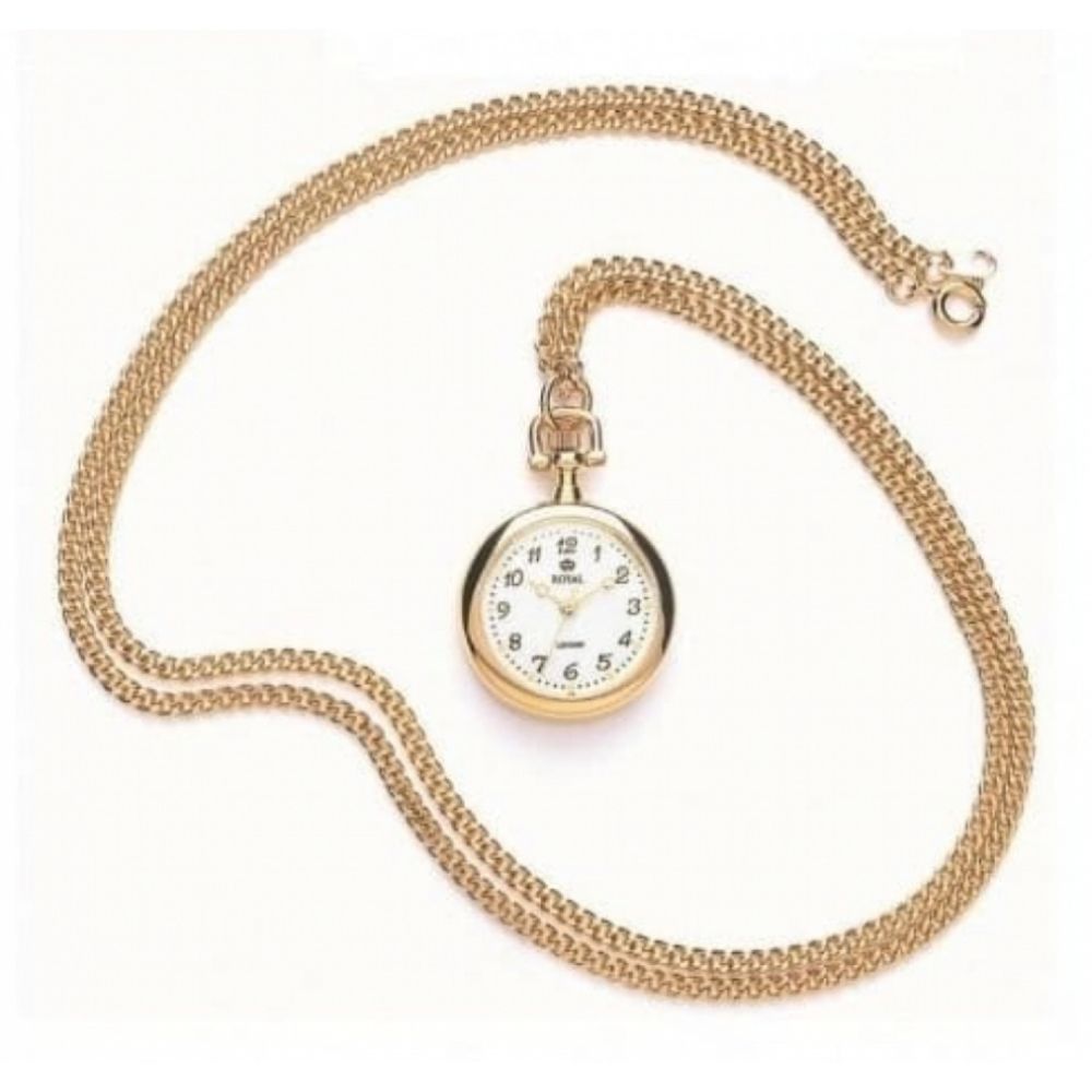 Pvd Gold Plated Open Face Quartz Pendant Necklace Watch