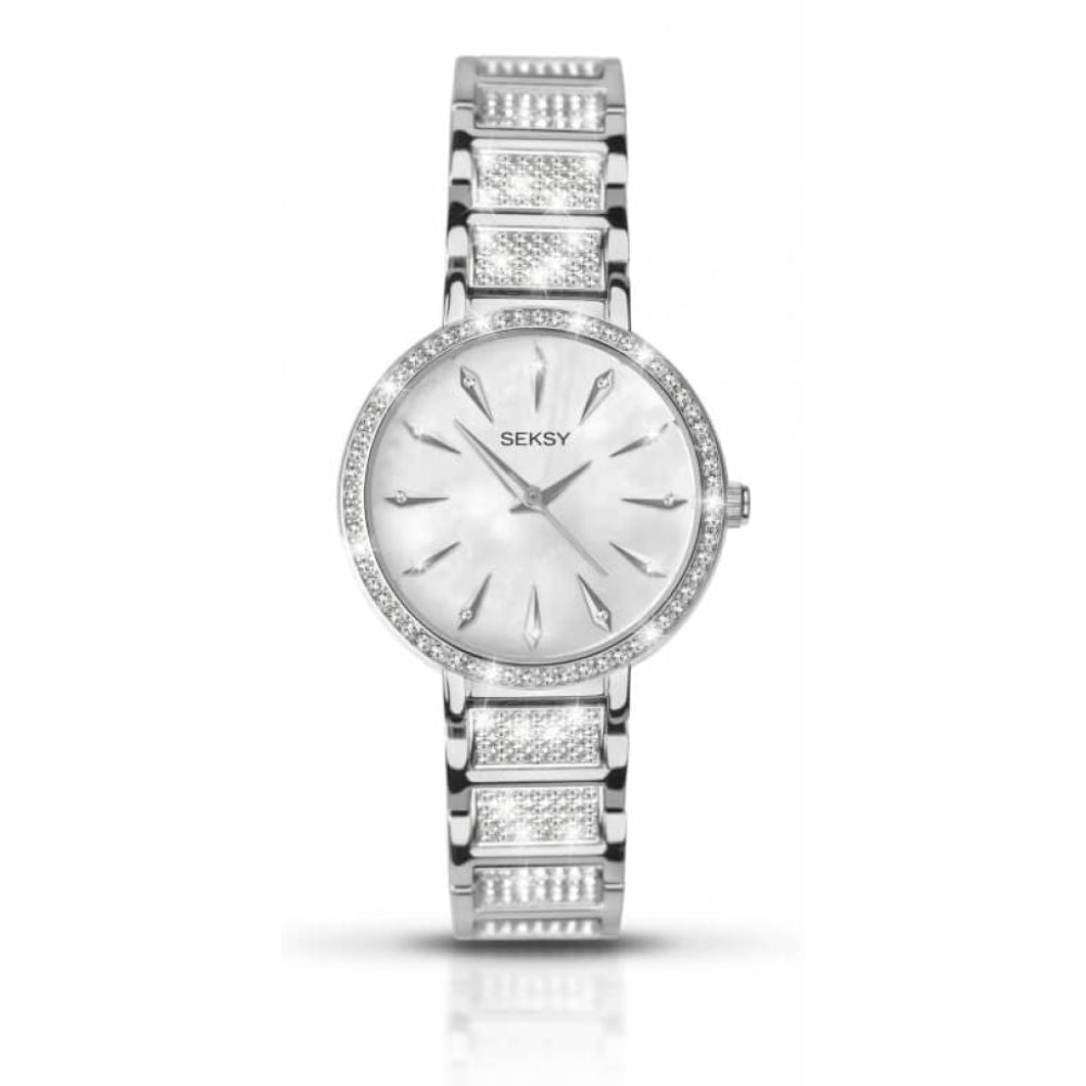 Ladies Bracelet Watch With White Crystals