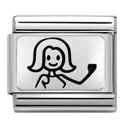 Composable Classic Oxidised Silver Mum Link