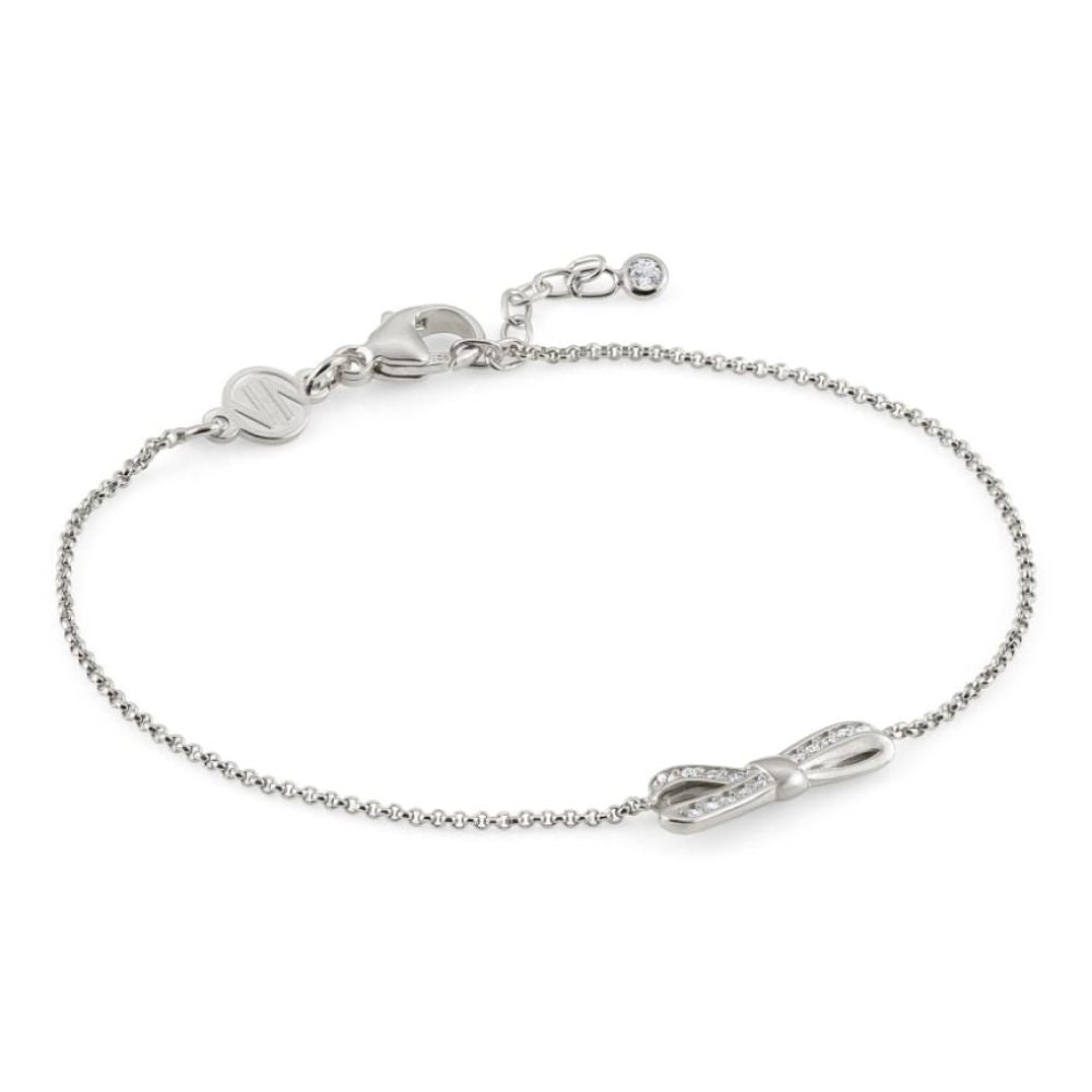Bracelet with Small Bow & Cubic Zirconia in Silver