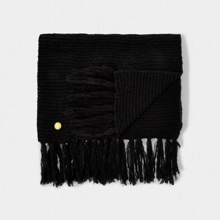 Chunky Knitted Scarf | Black | 180cm X 40cm X 1cm