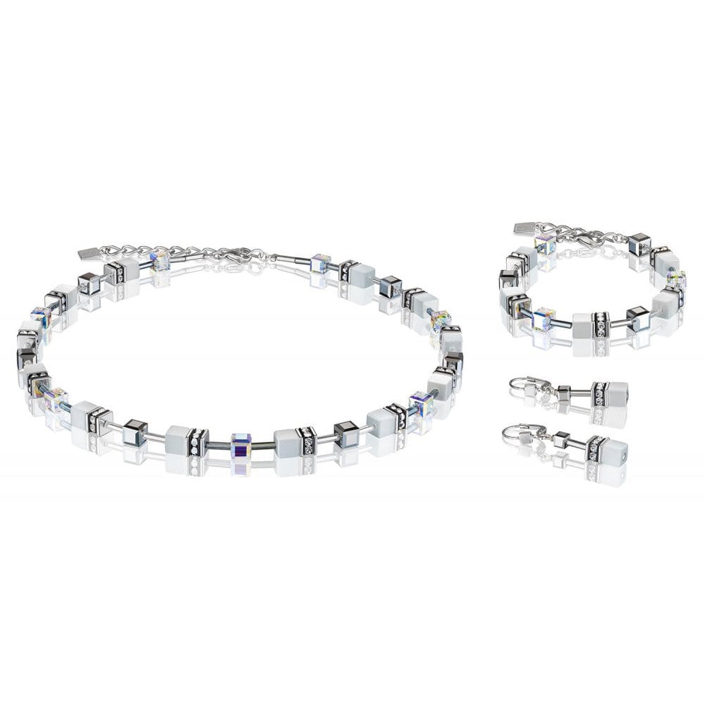 White & Silver Pierced Earring