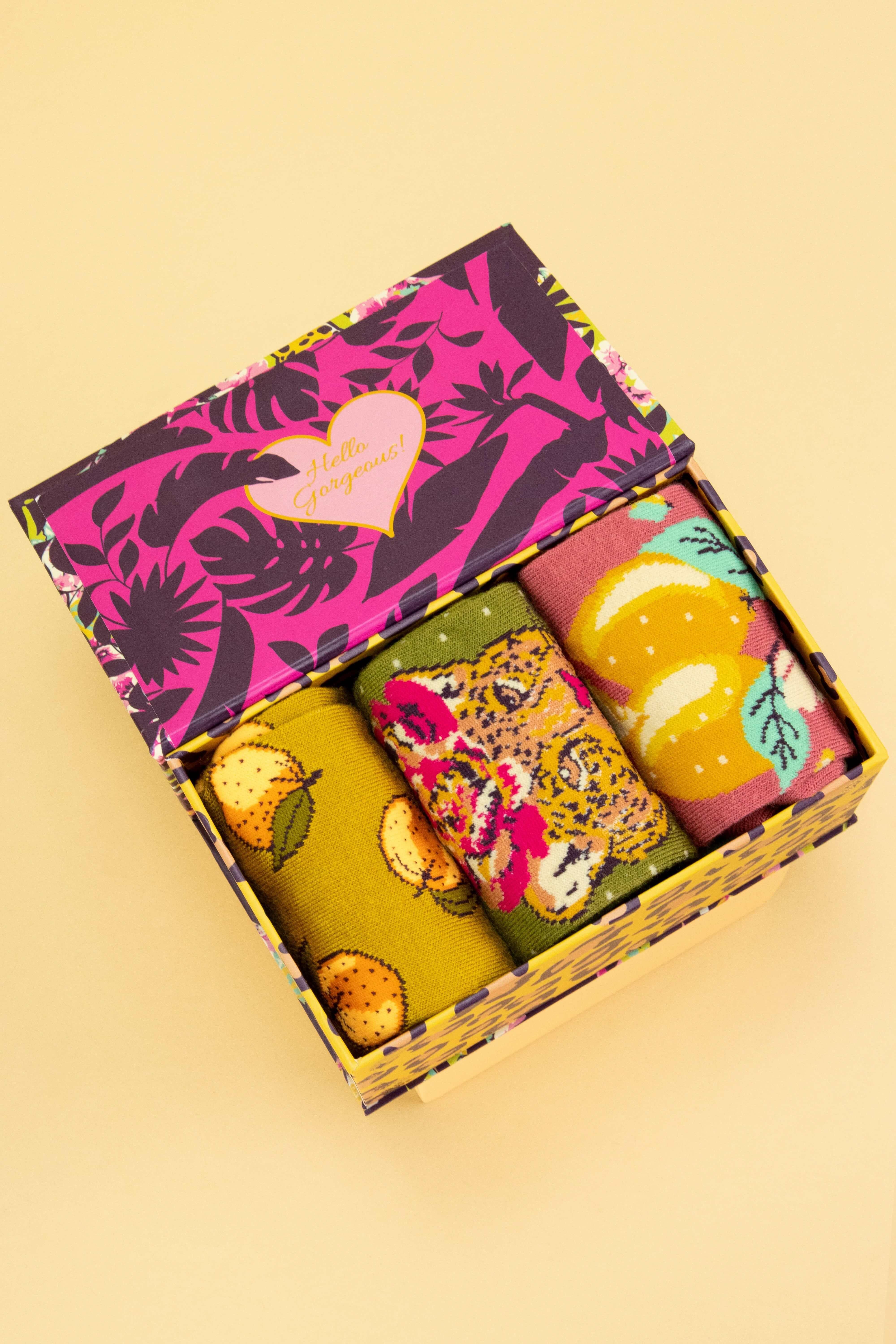 Ladies Climbing Leopard Sock Box
