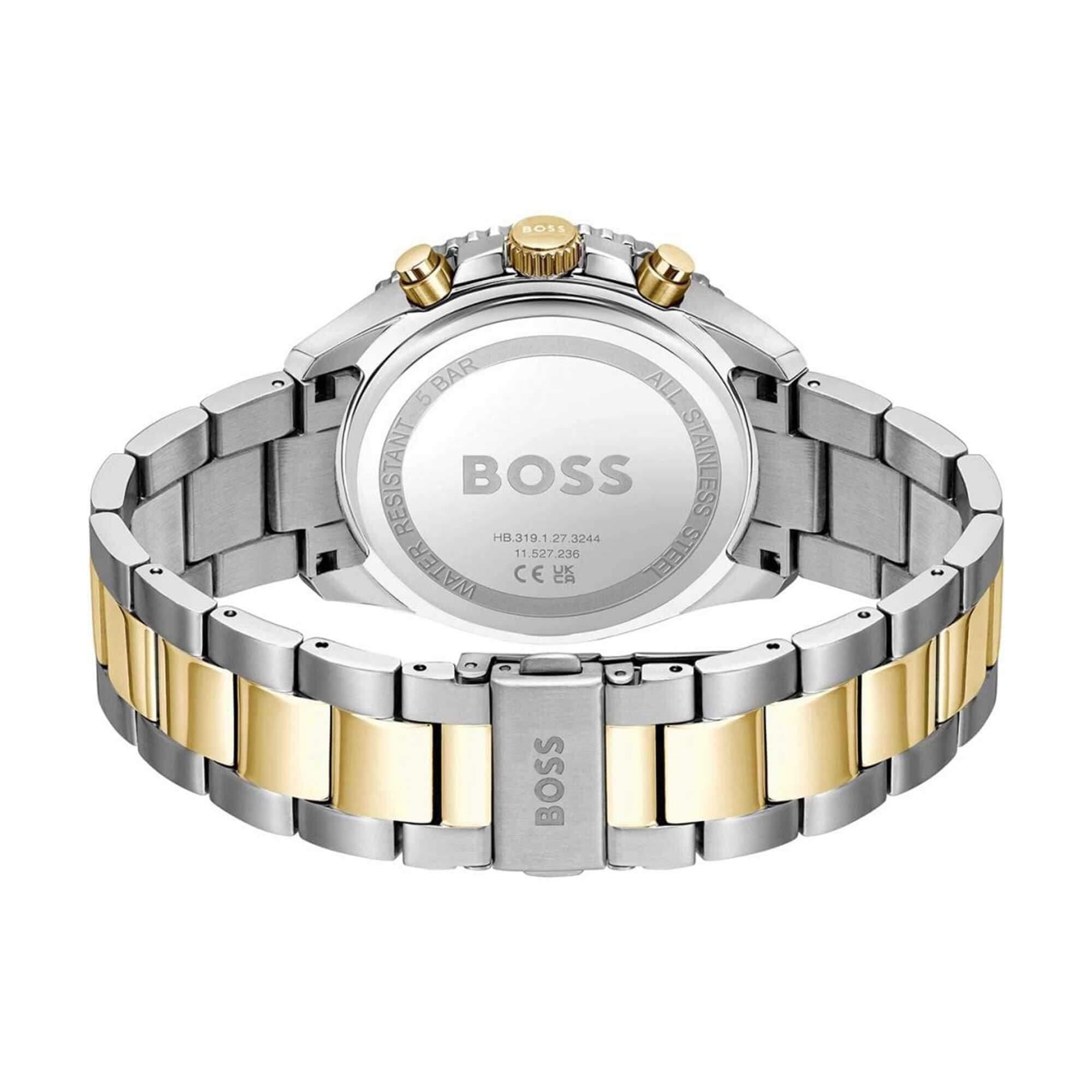 Runner Black Chronograph Dial With Two Tone Bracelet Strap Mens Watch