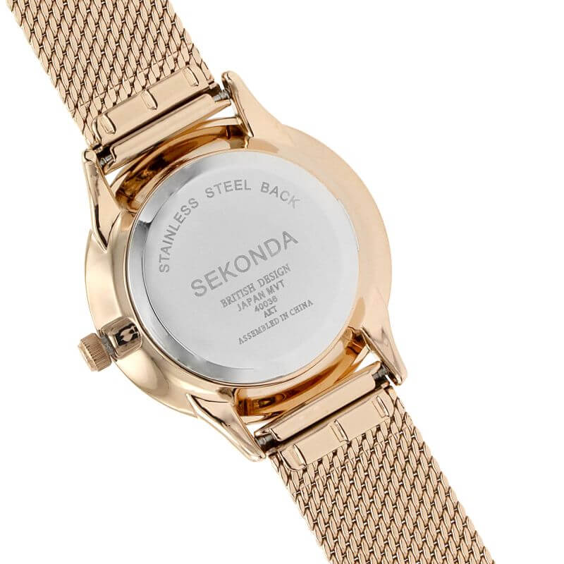 Rose Gold Plated Stone Set Dial & Mesh Bracelet Strap Ladies Watch