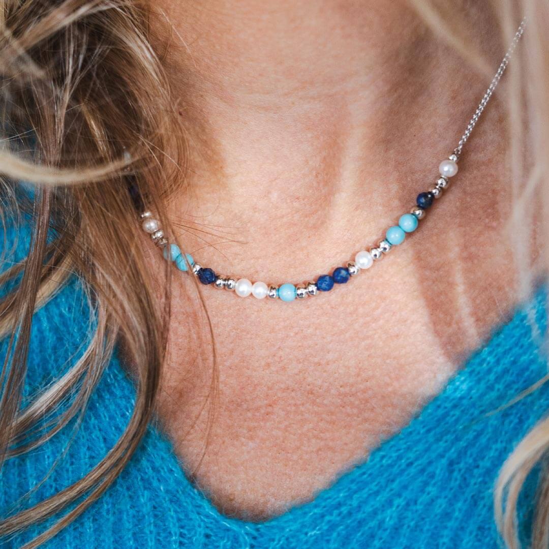 Coast Tumble Azure Gemstone Beaded Necklace