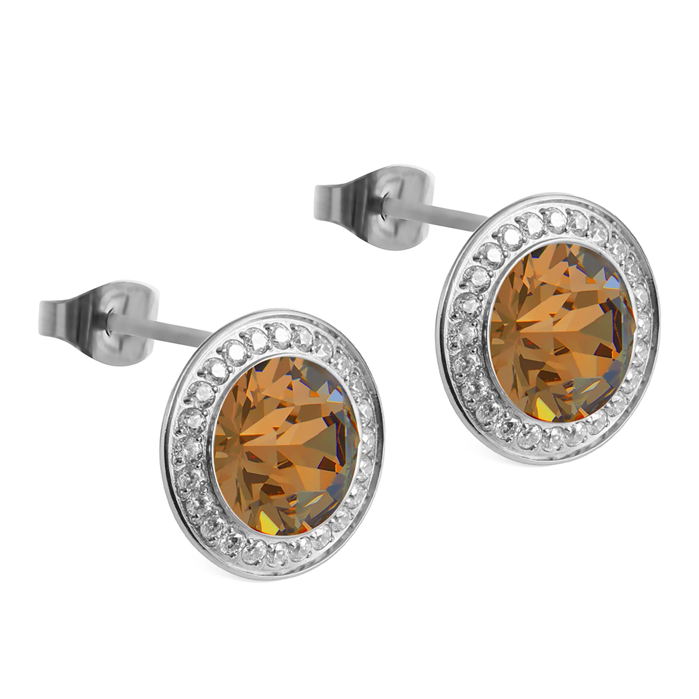 Light Smoked Topaz 13mm TONDO Deluxe (S/P) Stud Earrings