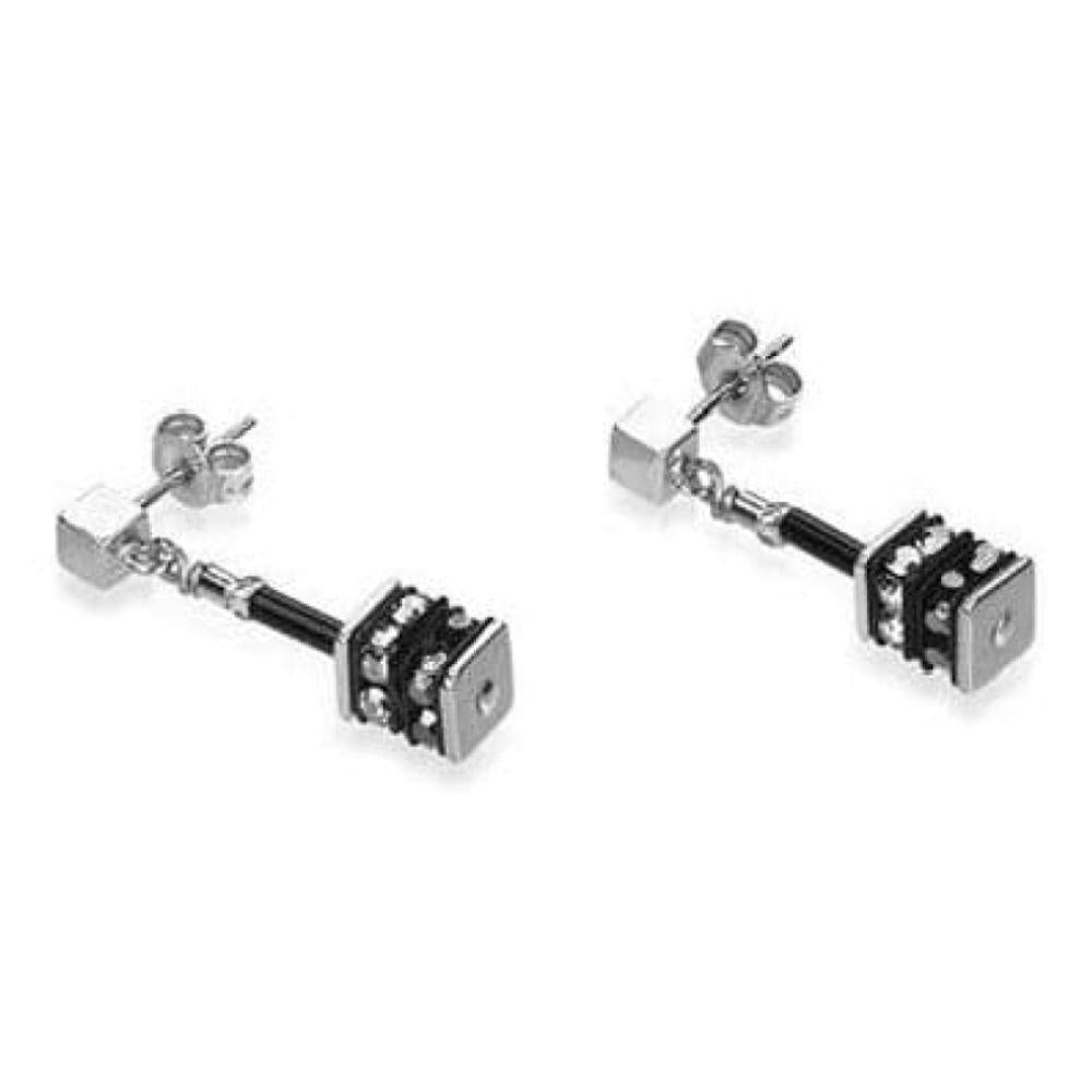 Ladies Black Swarovski Drop Stud Earrings