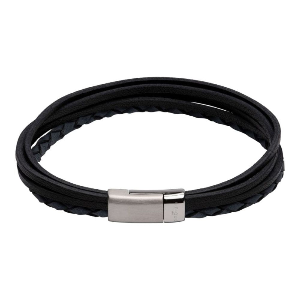 Antique Blue Multistrand Leather Bracelet BL Edge-Mat/Poli Steel Clasp