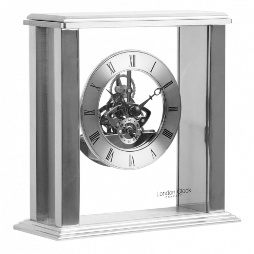 Silver Simple Frame Skeleton Mantel Clock
