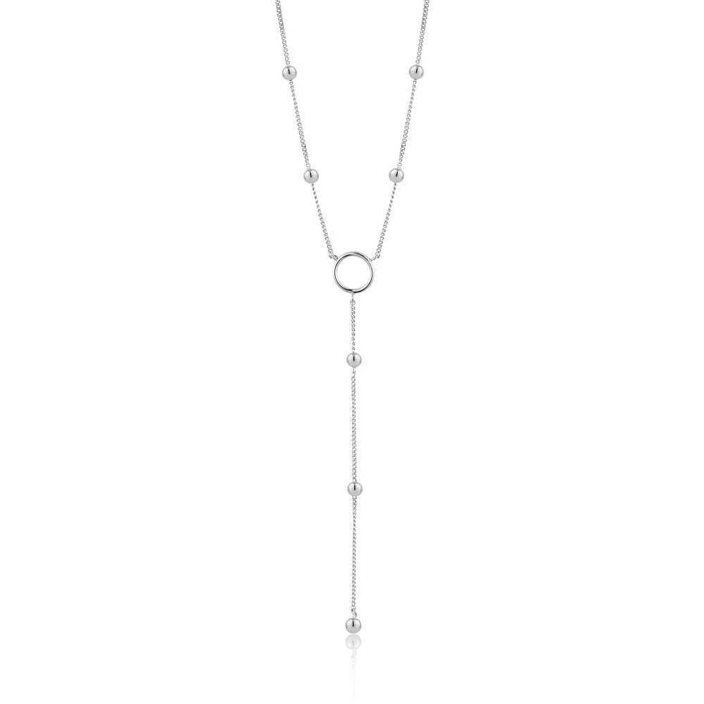 Modern Minimalism Y-Ball Necklace Silver