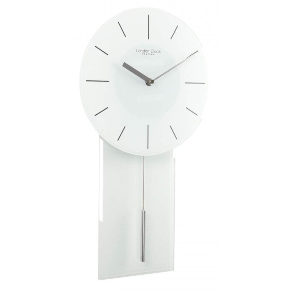 Glass Pendulum Wall Clock - Wh