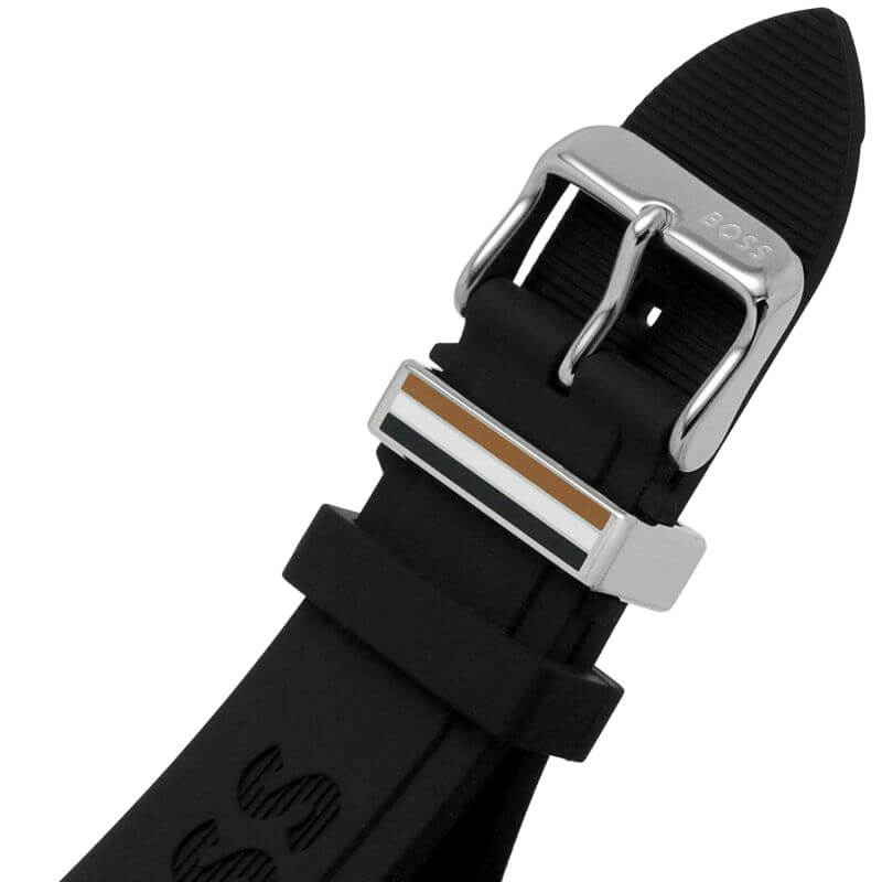One Black Chronograph Dial Silicone Strap Watch