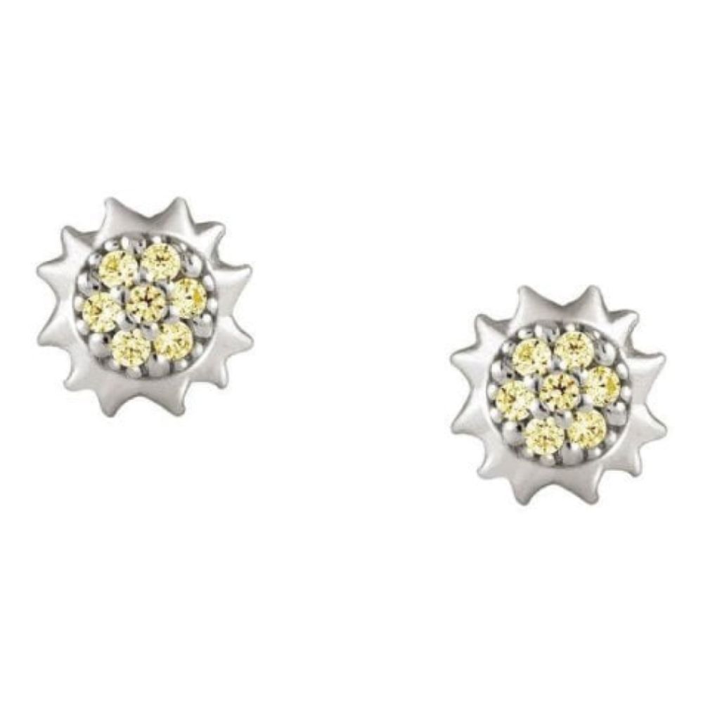 Gioie 925 Silver Earrings And Cubic Colored Zirconia (020_Silver Sun)