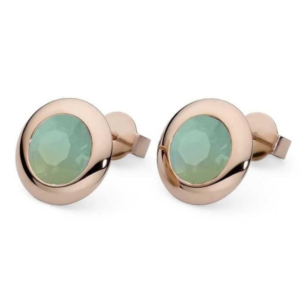 Rose Gold 13mm Chrysolite Opal Tarent Earrings