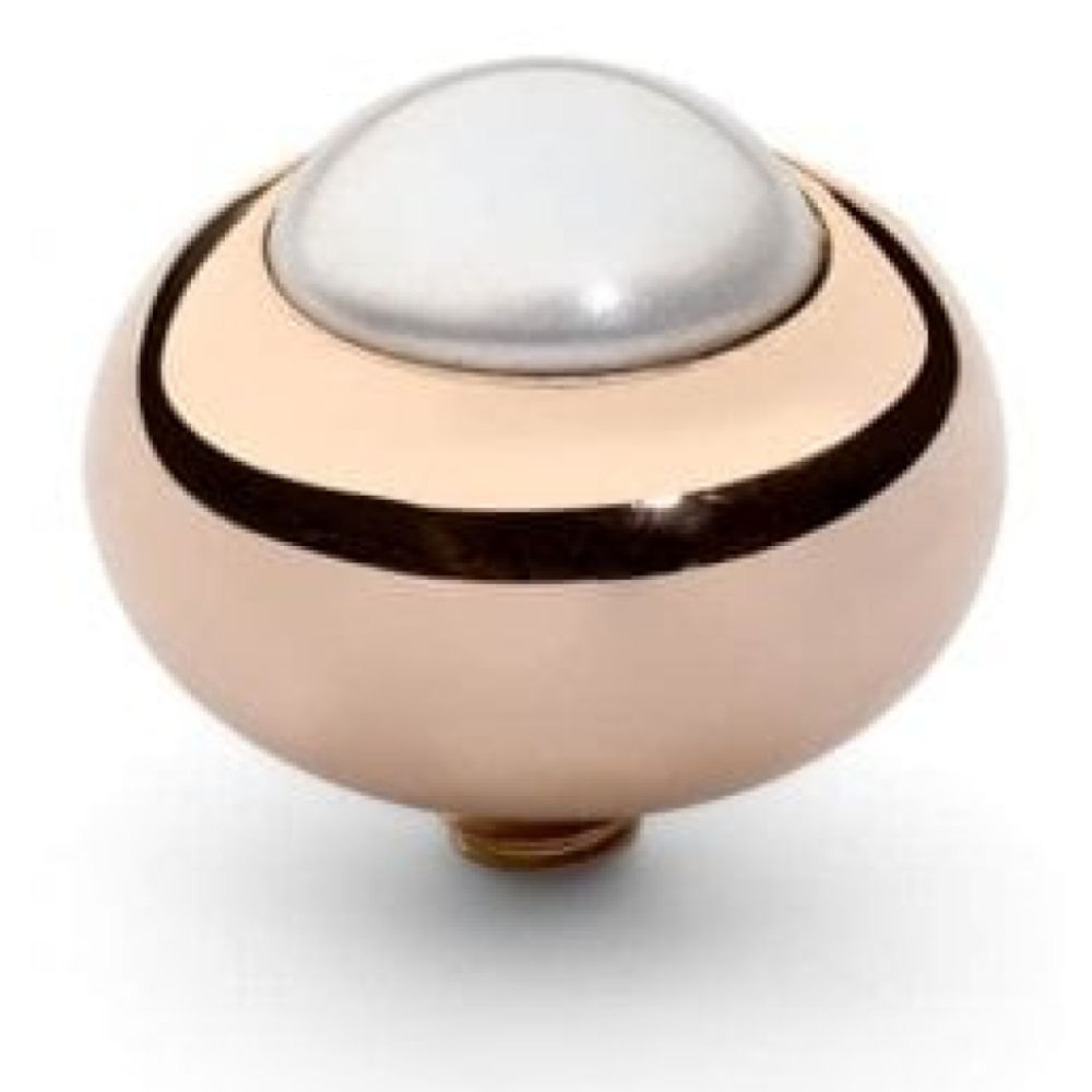 Famosa Rose Gold 10mm Tondo Ring Top White Pearl