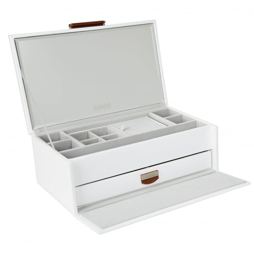 White Leather Medium Jewellery Box