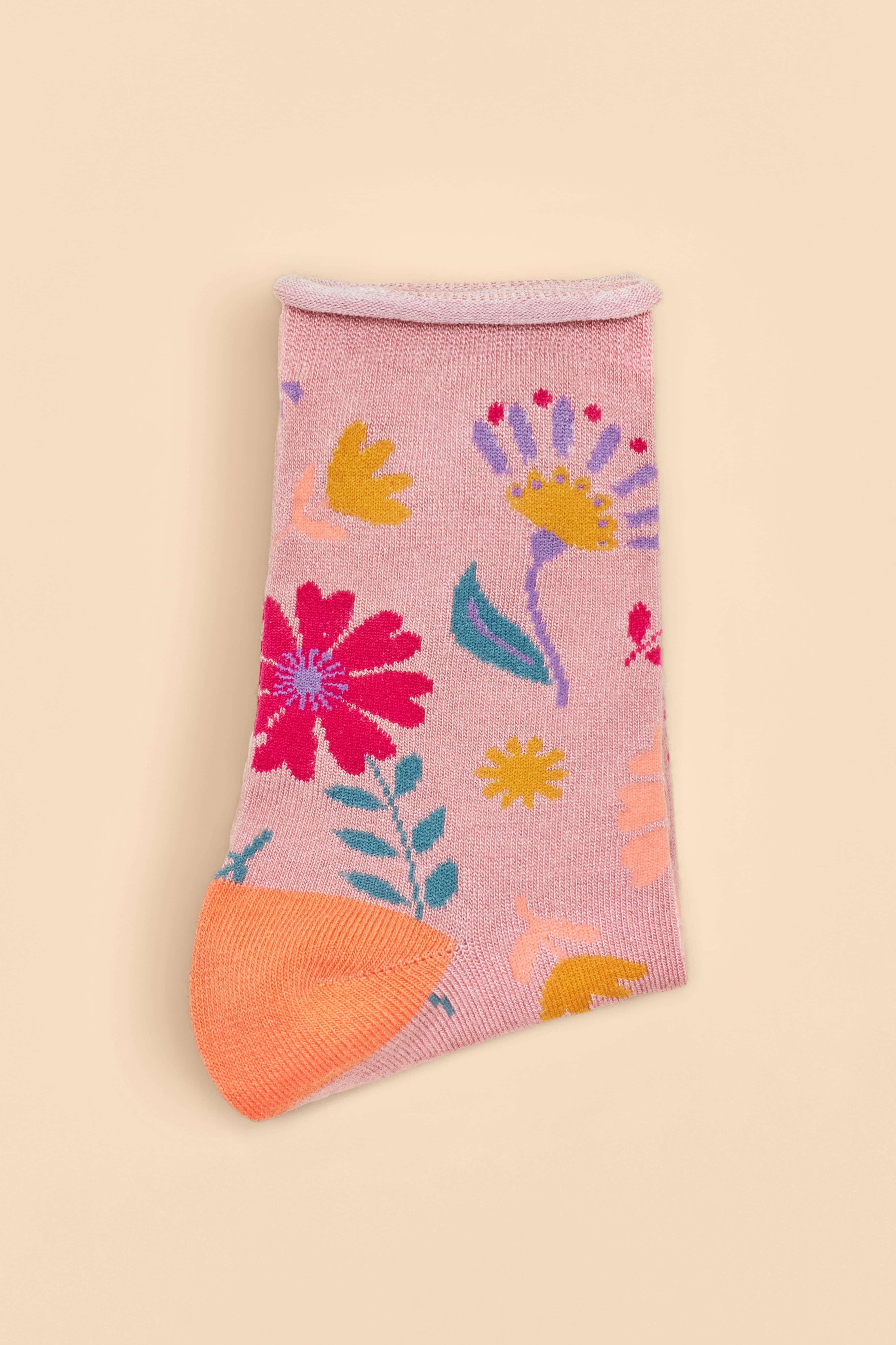 Watercolour Flowers Ankle Socks - Petal
