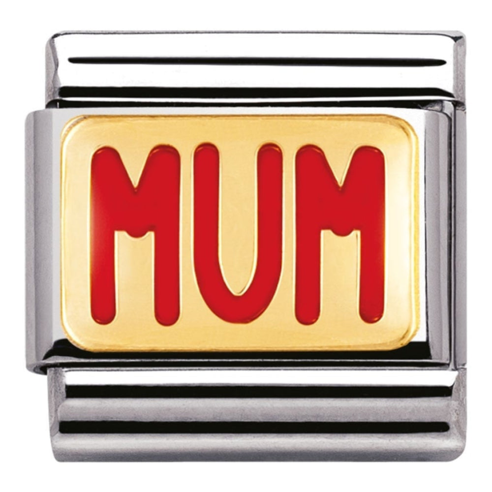 Classic 18ct Gold With Red Enamel 'MUM' Link