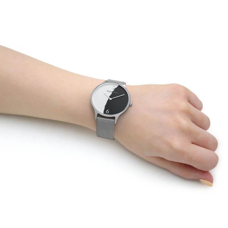 2H Two-Tone Paper Dial Stainless Steel Mesh Bracelet Ladies Watch