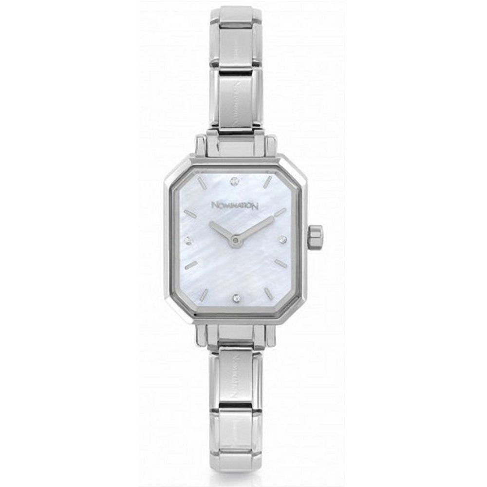 Stainless Steel Rectangle Classic Composable Watch Mother Pearl
