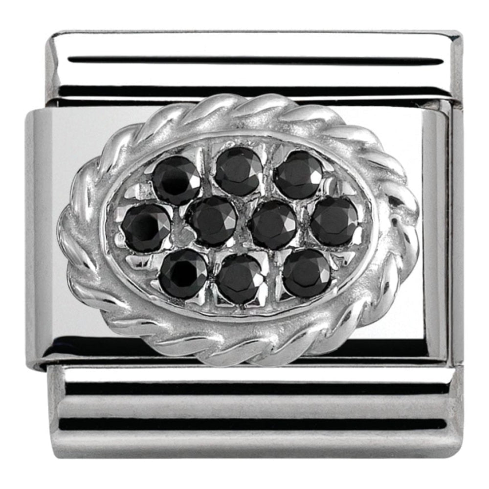 Classic Silver Set Pave CZ Link with Dark Stones