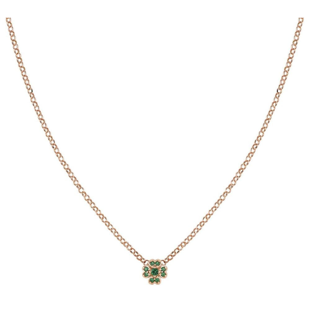Gioie 925 Silver Necklace And Cubic Zirconia Colored (023_Rose Gold Clover)